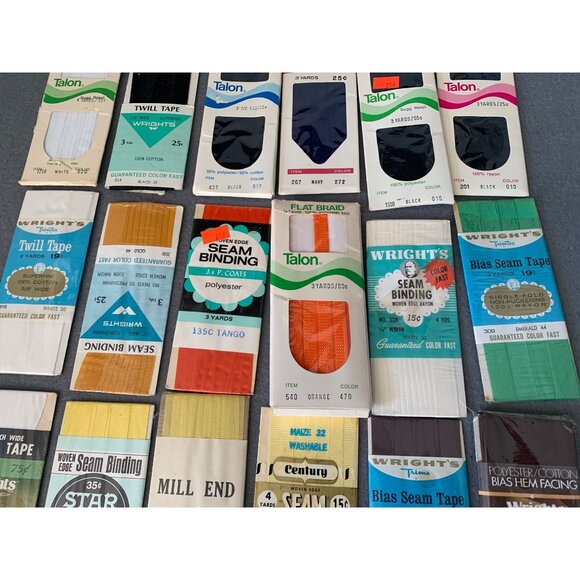 Vintage Twill Tape & Seam Binding Collection - Talon Wrights Star 3 Yards Assort - Picture 3 of 6